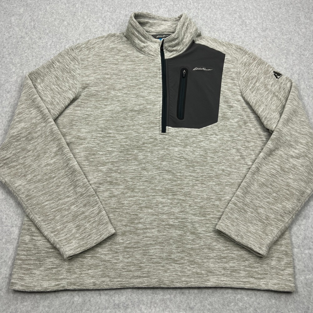 Eddie Bauer 1/4 Zip Pullover Mens XL Gray First Ascent Fleece Cloud Layer Jacket